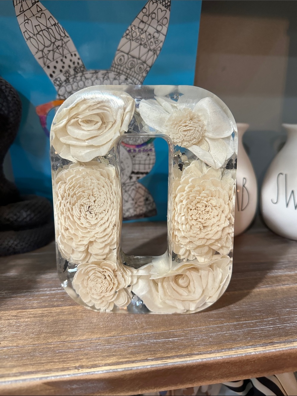 Ivory Floral Resin Letter O Decorative Accent